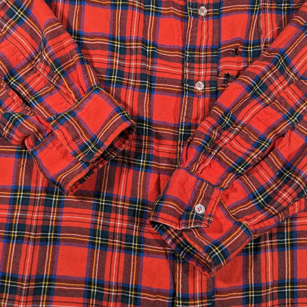 Vintage 60s Brooks Brothers Wool Blend Flannel Shirt Men's Large Plaid Red - Picture 3 of 8